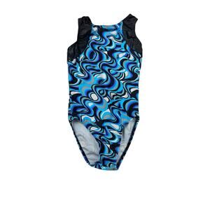 Destira Girls Blue Pattern Gymnastics Leotard Leo